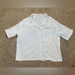 Stars Above White Button-Up Top